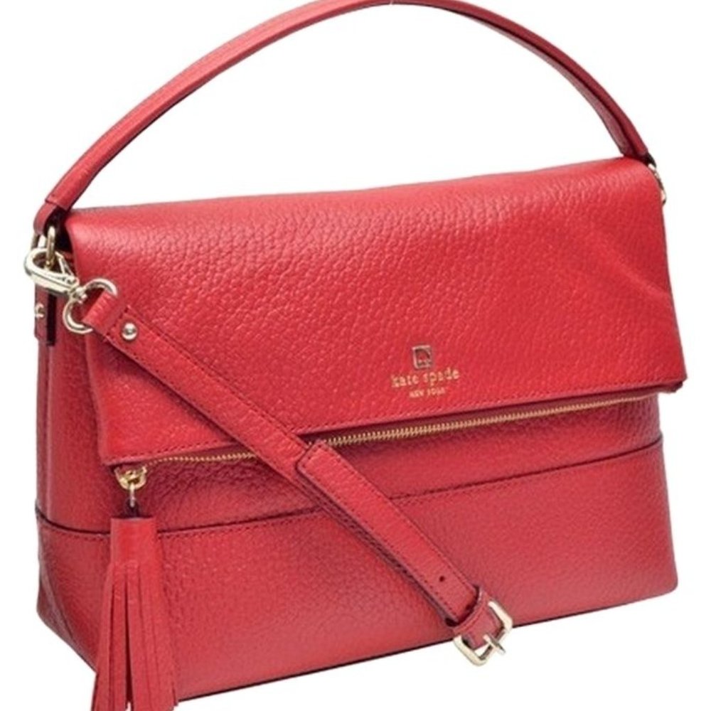 KATE SPADE Leather Southport Avenue Maria Red Pebbled Leather